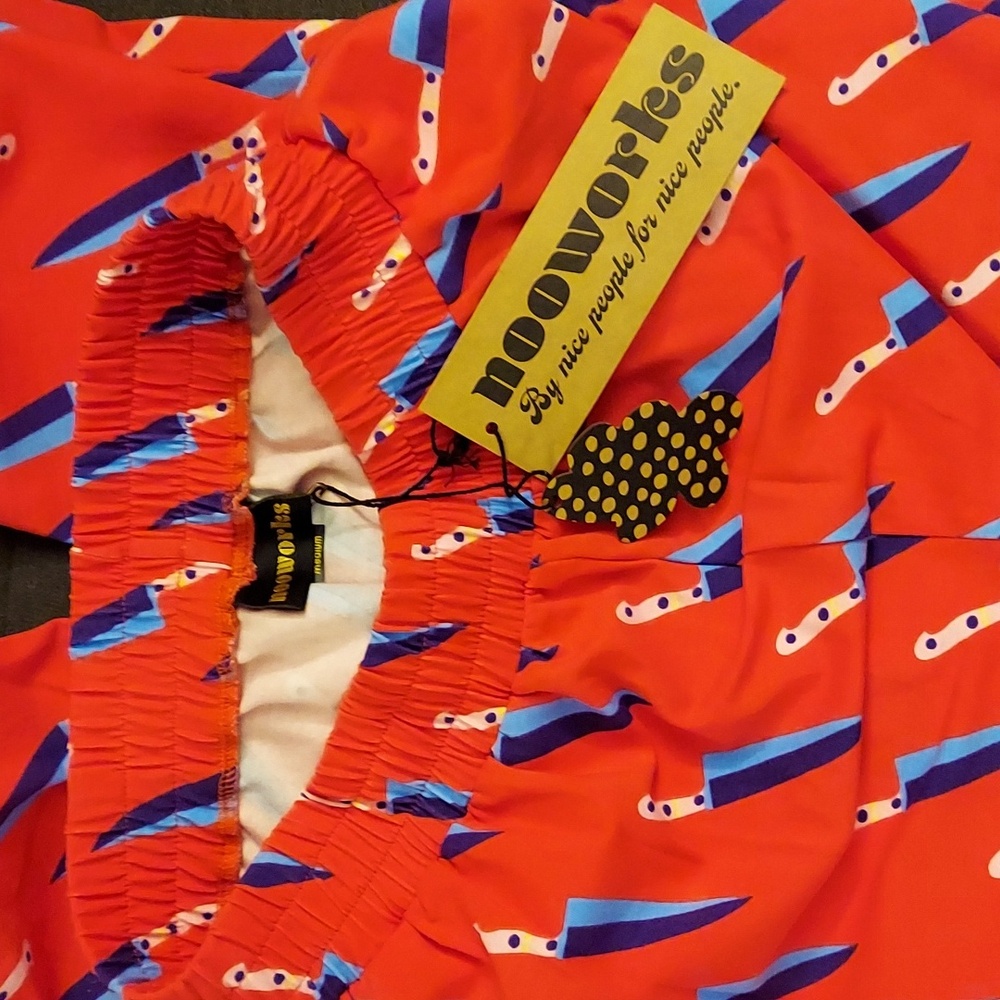 Nooworks Red Track Joggers with Blue Knife Print - Picture 3 of 7